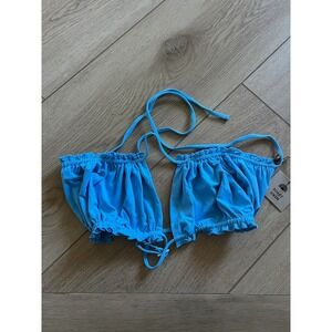 NWT TOAST SWIM Signature Ruffle Bandeau Bikini Top Sky Blue XL